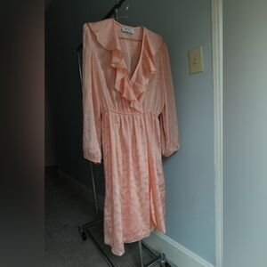 70s Coral Ruffled Dress/Nightgown‎